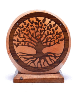 Lámpara de sal árbol de la vida con cable y bombilla LED para yoga