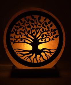 Lámpara de sal árbol de la vida con cable y bombilla LED para yoga