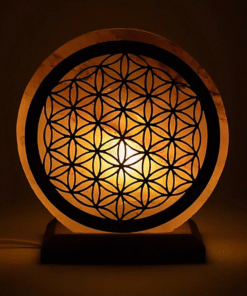 Lámpara de sal Flor de la Vida con cable y LED para yoga